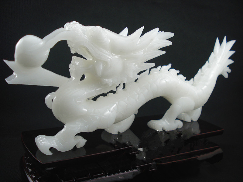 玉器工艺品阿富汗白玉龙摆件手工雕刻玉龙摆件办公家居摆件