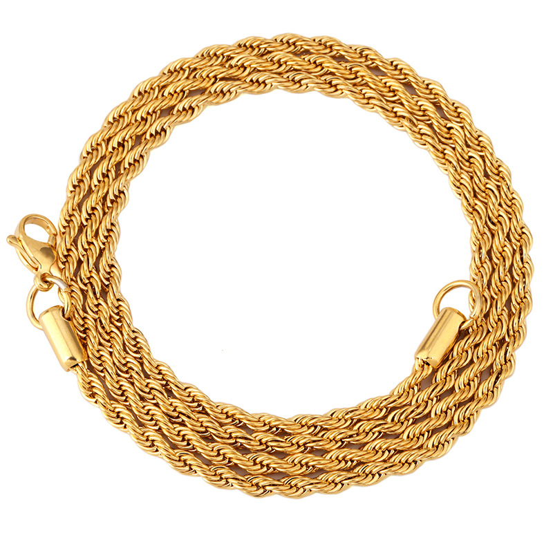 24inch 60cm锈钢麻花链 麻绳链 hiphop嘻哈饰品吊坠配链