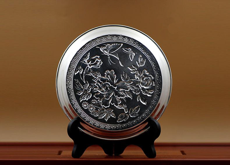 正品纯银盘子 银盘子银茶盘银托盘酒具套装摆件套件