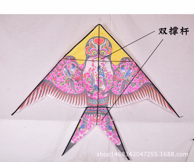 4米卡通燕子风筝 【产地】:山东--潍坊 【材质】:平纹布*玻璃钢骨架