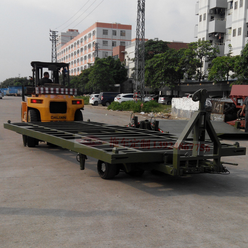 南工厂家供应双向牵引平板拖车 带角件20尺集装箱拖车 10吨拖车