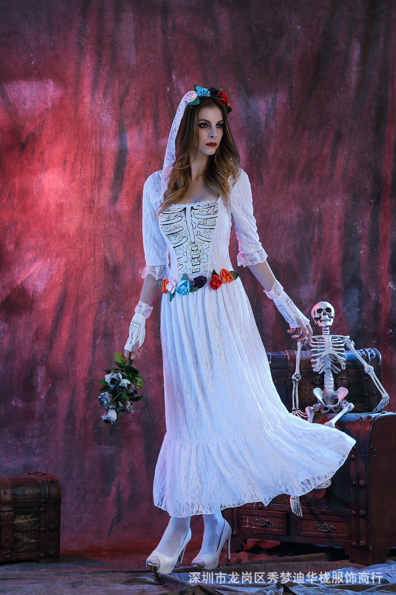万圣节服装女圣诞节cosplay角色扮演骷髅恶魔死神女巫鬼新娘服装