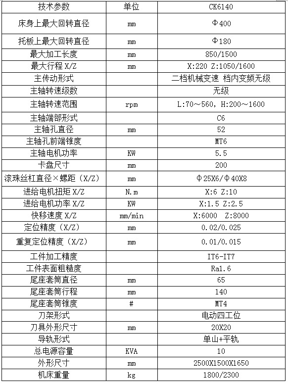 6140车床参数图片