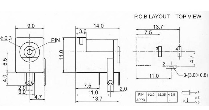 3脚黑色液晶dc头dc005 dc座子 电源插座 驱动板电源接口5.5-2.1mm