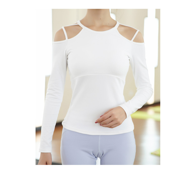 一件代发带胸垫锦纶氨纶瑜伽长袖瑜伽服速干弹力紧身运动长袖