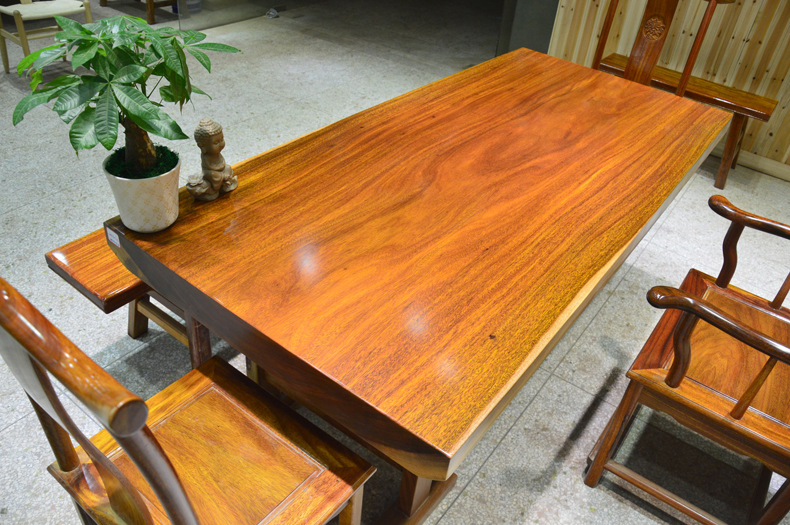 实木菠萝格奥坎大班桌 老板办公桌原木大板 仿古办公家具厂家批发