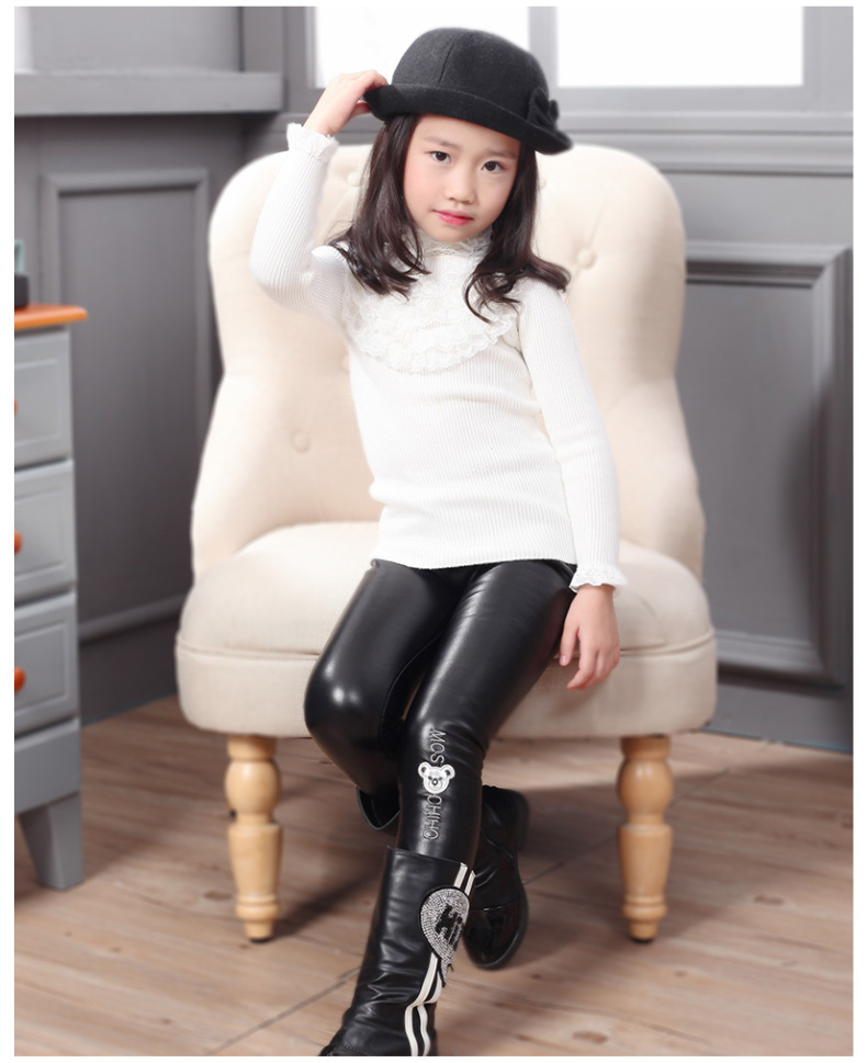童装女童秋冬装2016新款儿童打底裤加绒加厚女孩皮裤大童裤子冬季