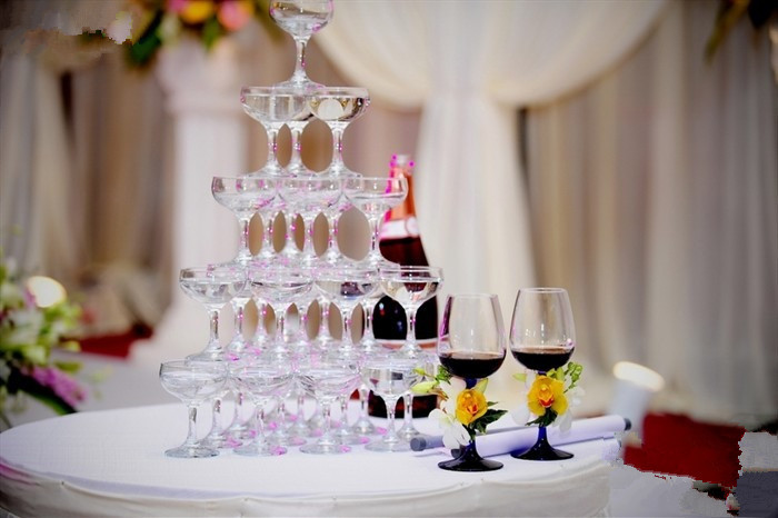 利比加厚无铅玻璃高脚香槟杯婚礼庆典用香槟杯餐厅宴会香槟塔杯子