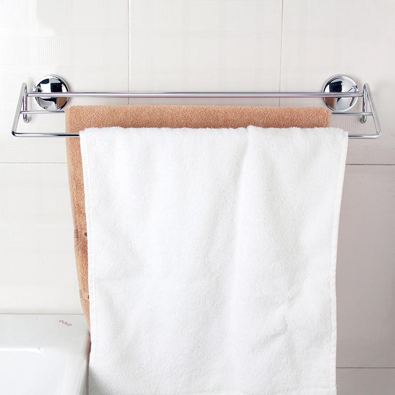 厂家批发 浴室不锈钢钻孔毛巾杆卫生间双杆毛巾架壁挂收纳置物架