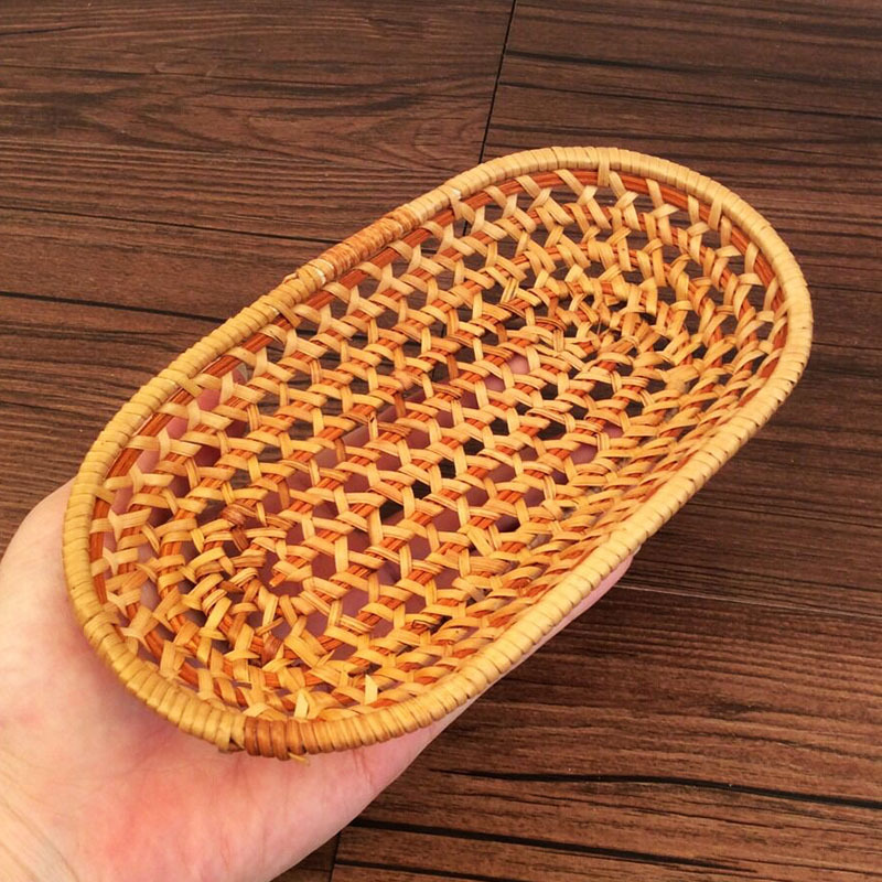 批发越南 精品秋藤编织水果篮 糖果盘茶叶茶具收纳盘子