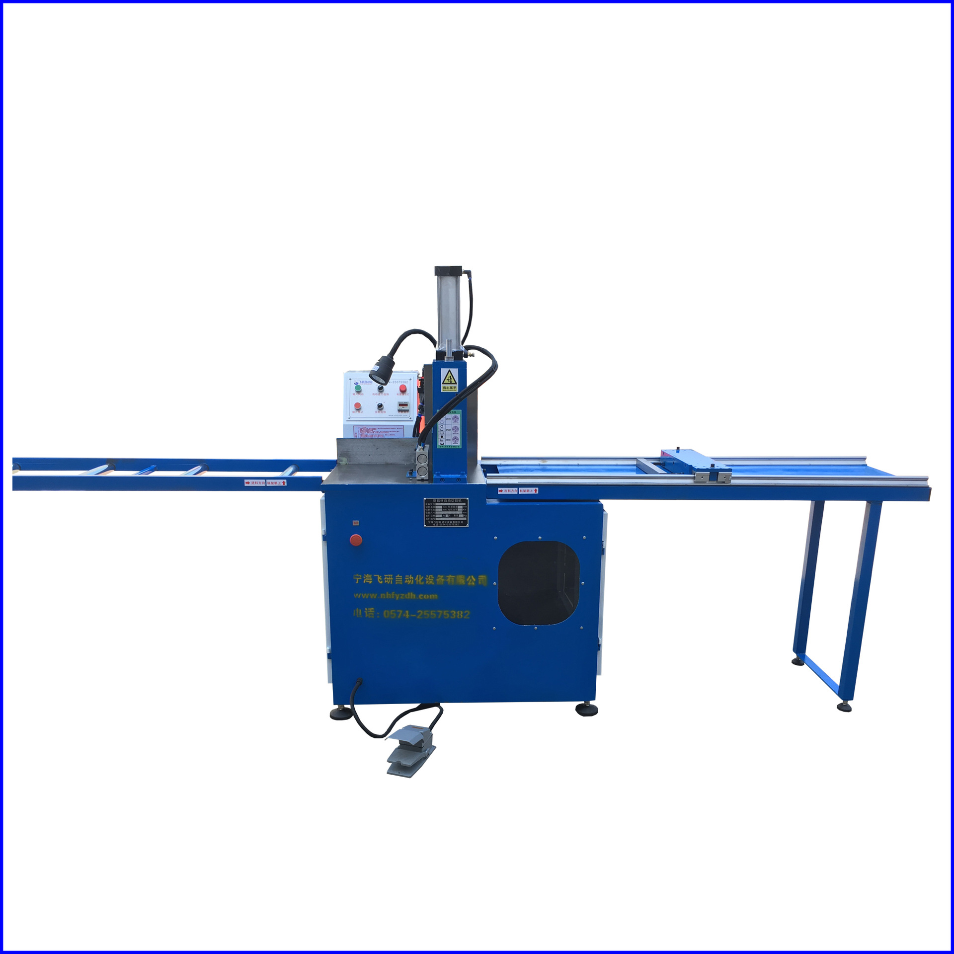 飞研fy-b455半自动铝合金切割机 液压铝型材成品锯床 带废料箱