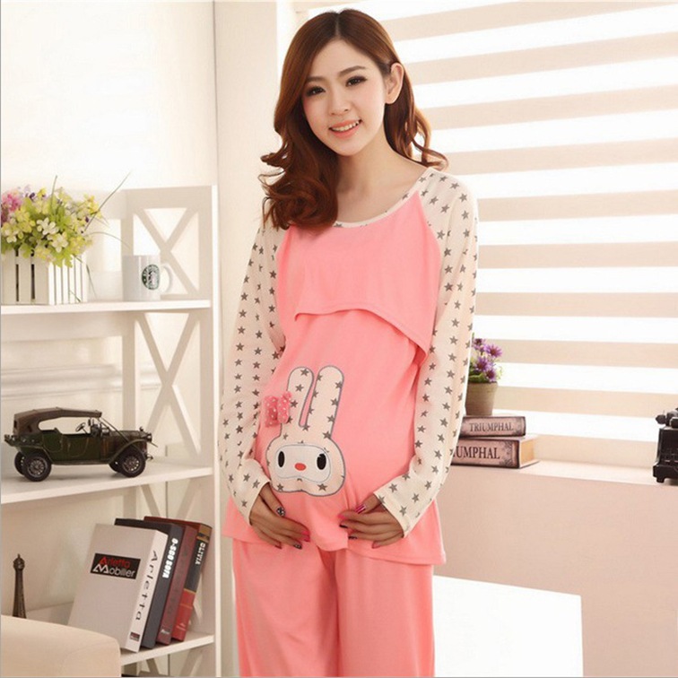 时尚兔子哺乳衣 哺乳装批发 春秋款喂奶服