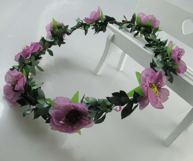 **厂家直销仿真 森女** 韩式新娘桃花带叶子 花环