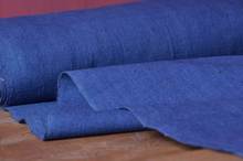 民间珍藏版素色手工土布手织布老粗布料深蓝蓝白色底三色入