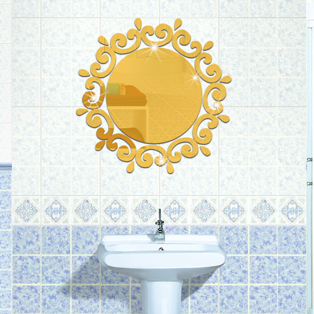 sm011 27cm圆形镜面贴 厕所玄关客厅卧室梳妆台镜子装饰贴