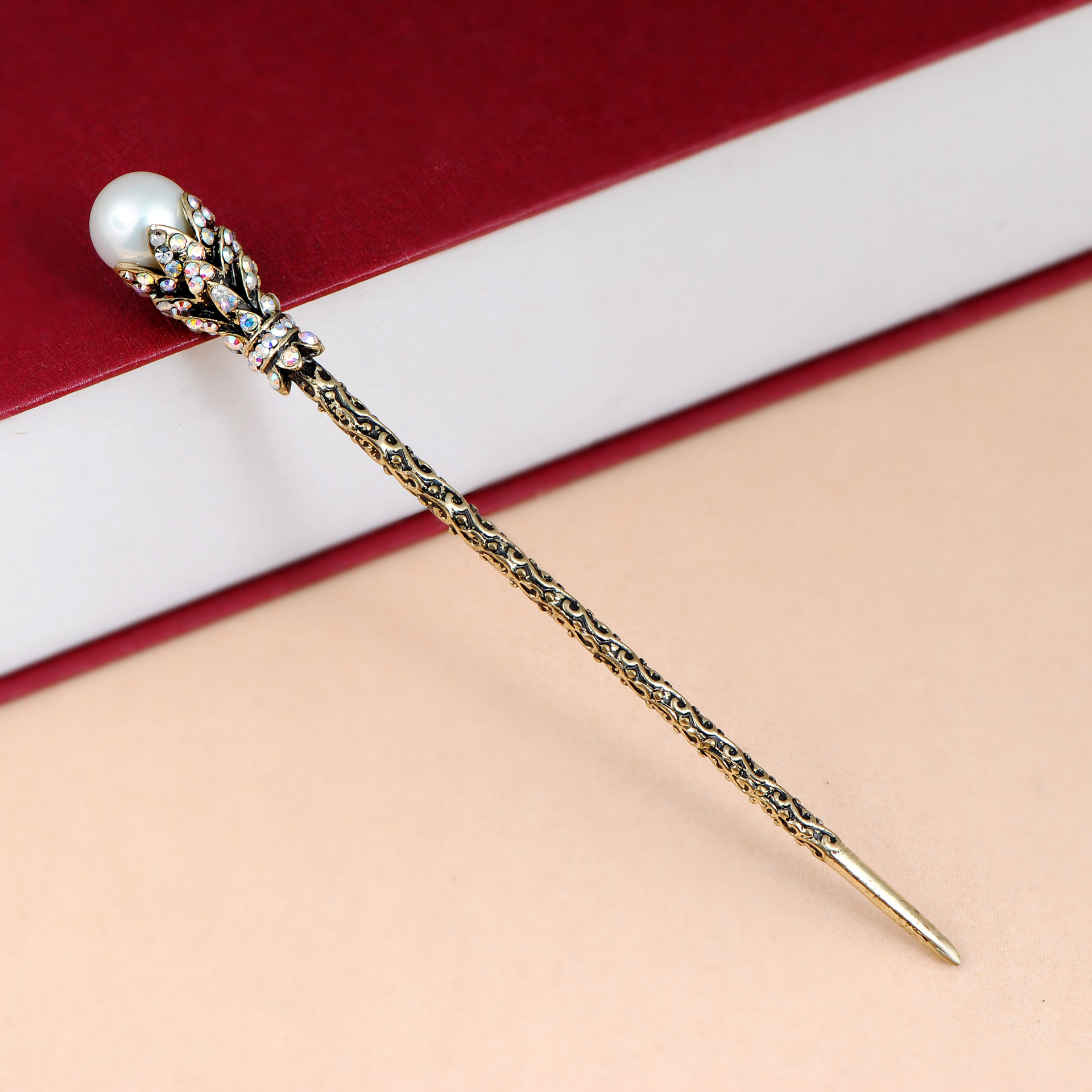 2018日韩发簪古典复古宫廷民族珍珠盘发头韩国礼物发饰品定制批发