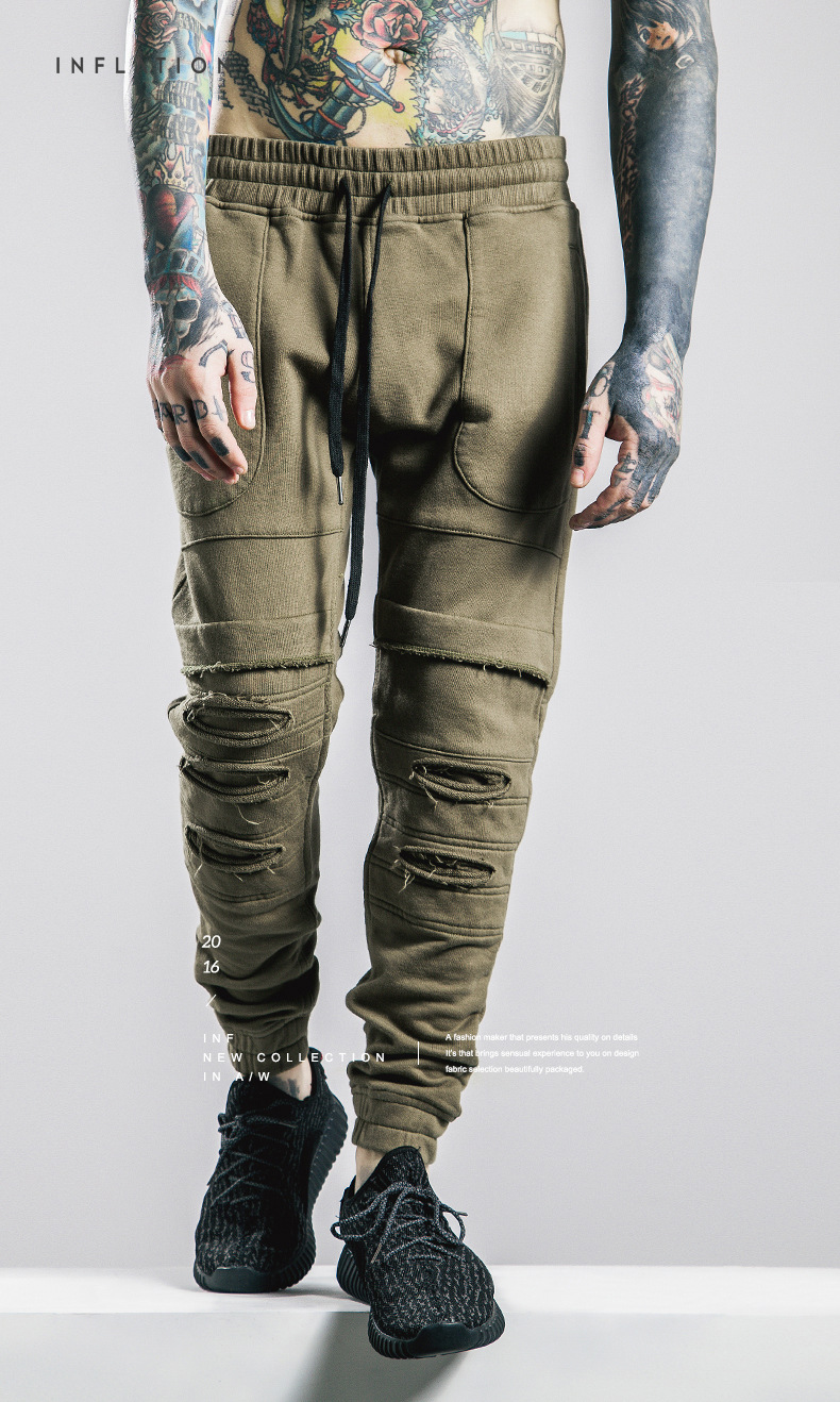 手工刀割军事缩口裤