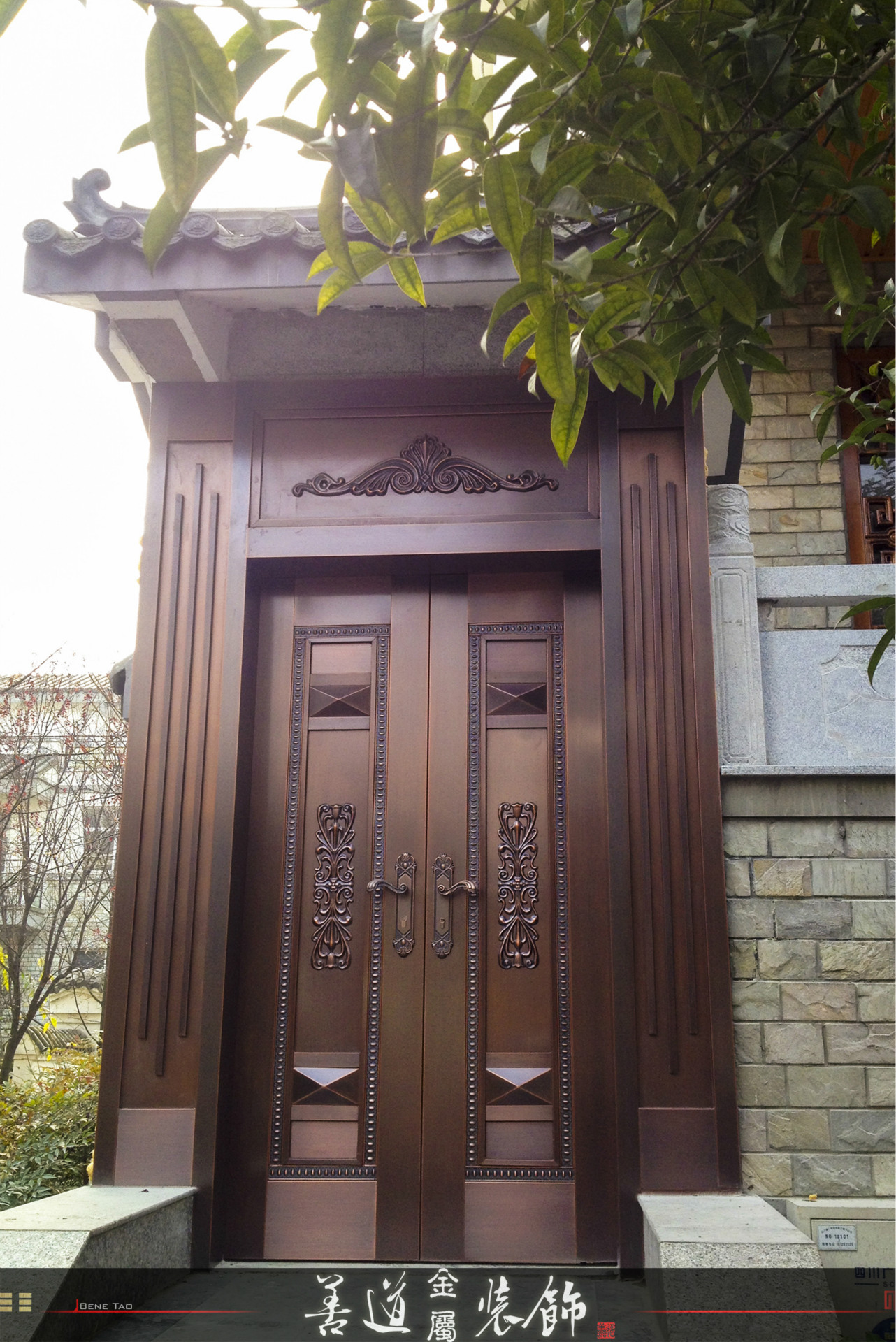 别墅入户铜门 钛金门 仿铜门