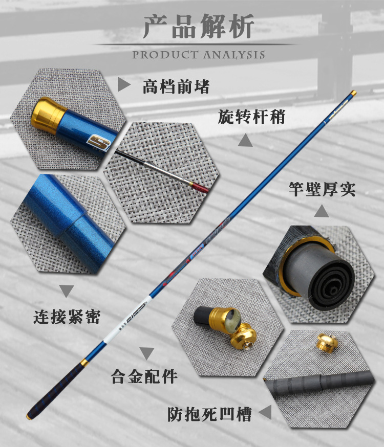 祥瑞新款 龙纹鲤 碳素 鱼竿 台钓竿钓鱼杆超轻超硬钓鱼竿