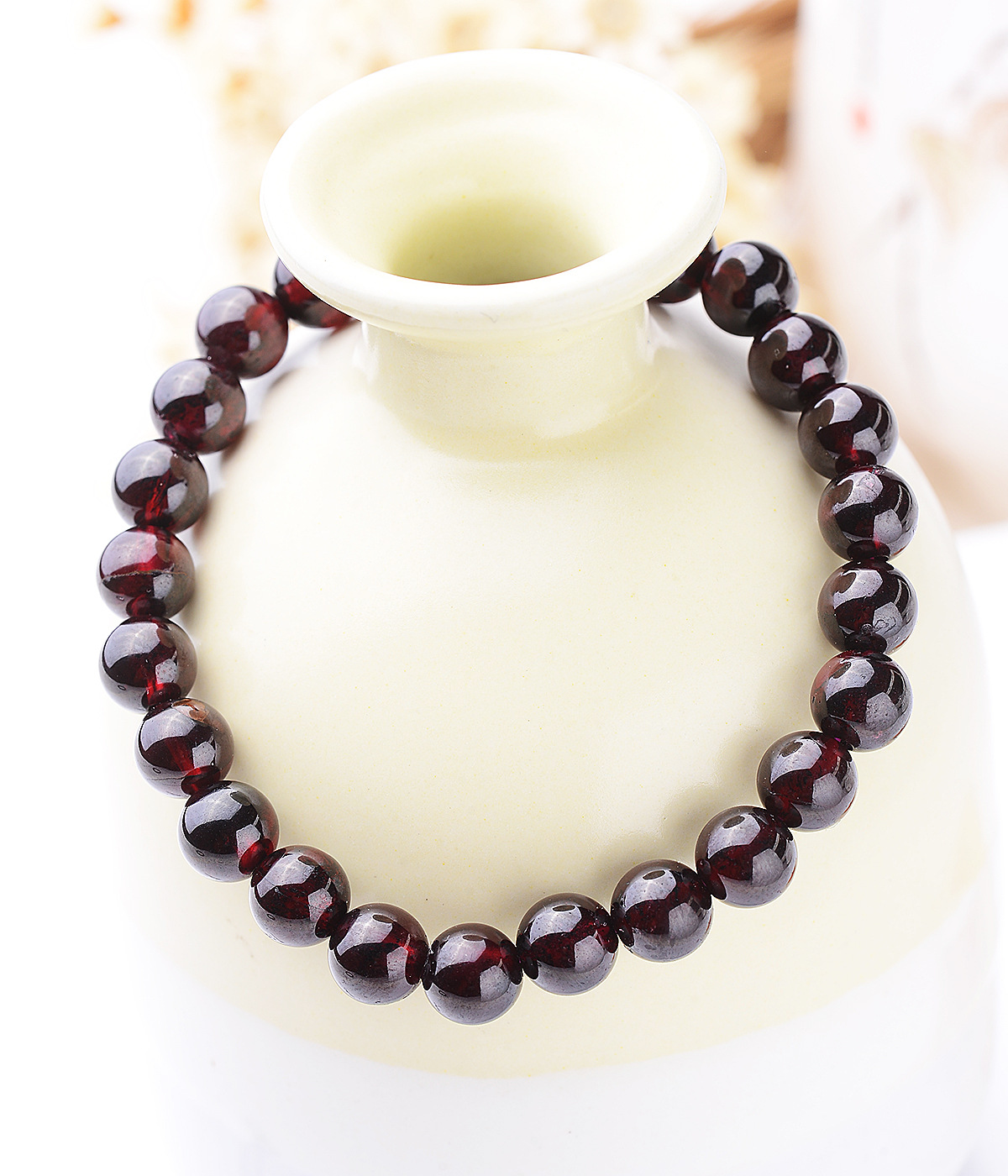 纯天然石榴石单圈手链女生水晶手串饰品