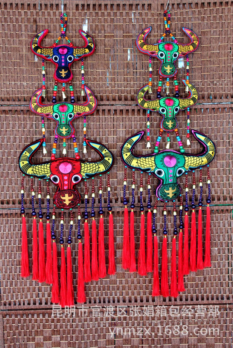 厂家直销 复古新款复古牛头风铃挂件 店铺家居壁饰 壁挂