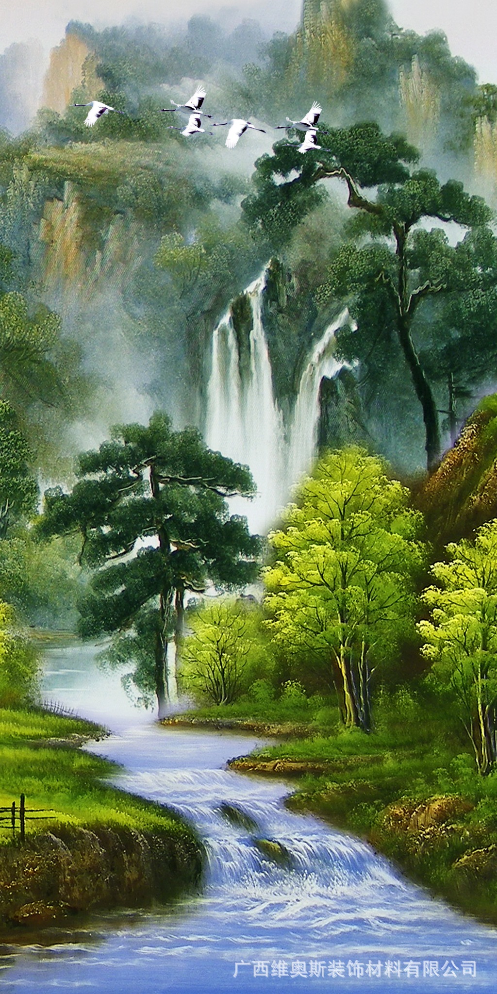 维奥斯3d电视瓷砖背景墙竹木碳背景墙中国风山水画系列