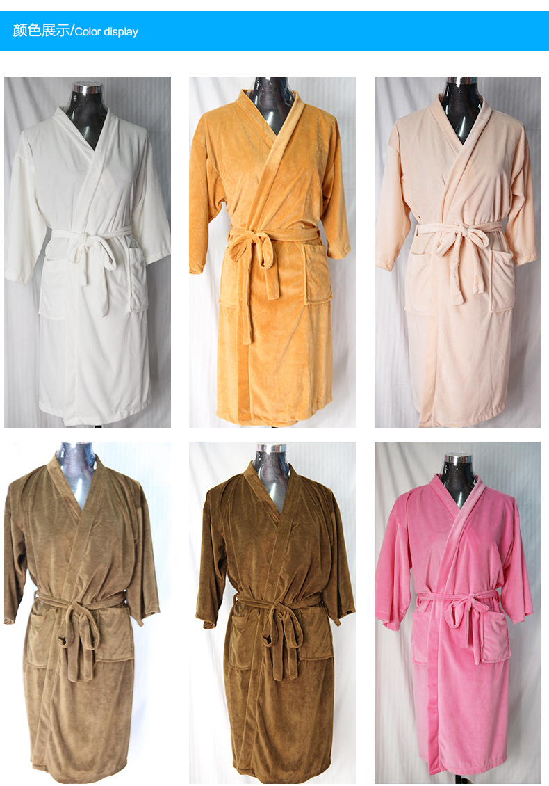 男女酒店浴衣 美容院酒店专用吸水柔软系带绒浴袍 批发
