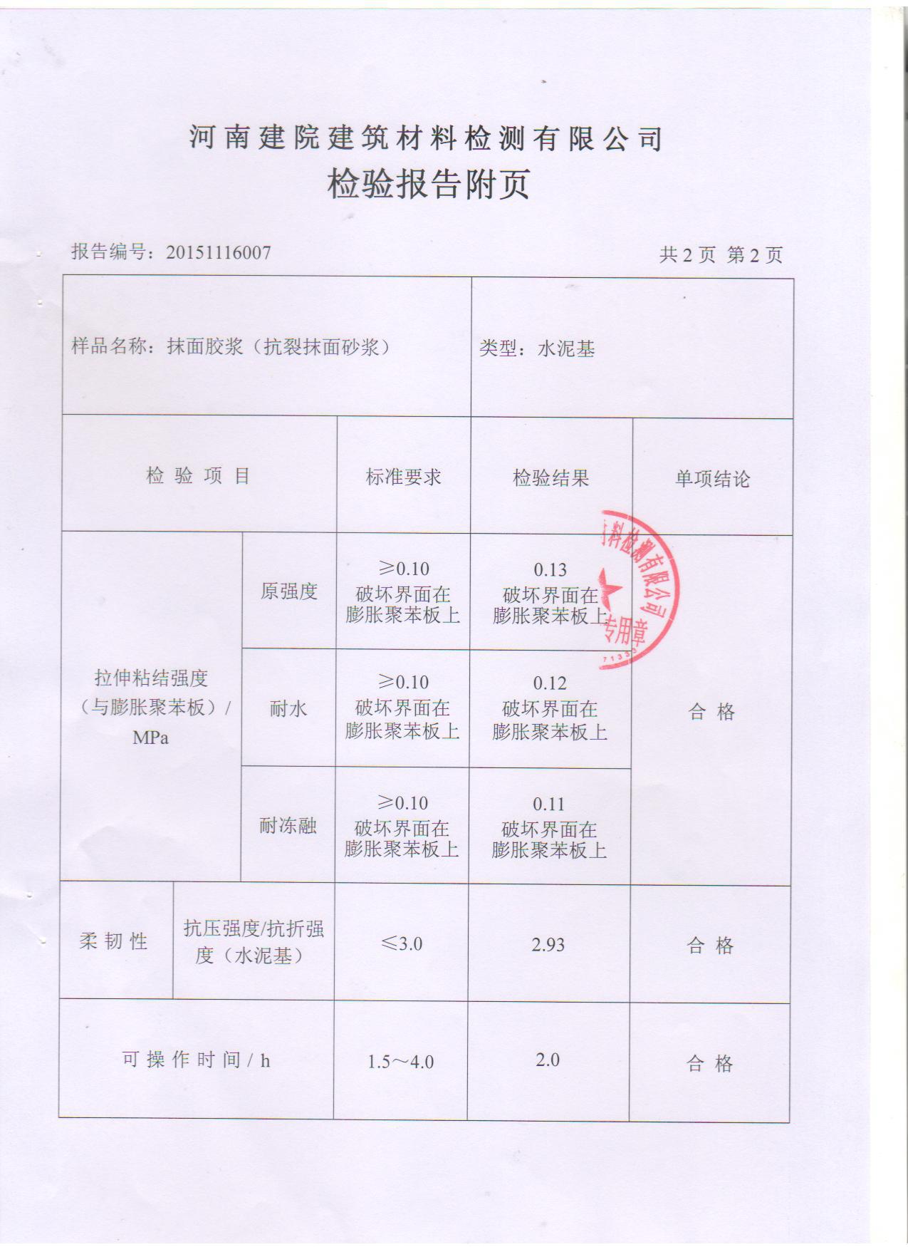 抗裂砂浆检验报告样本图片