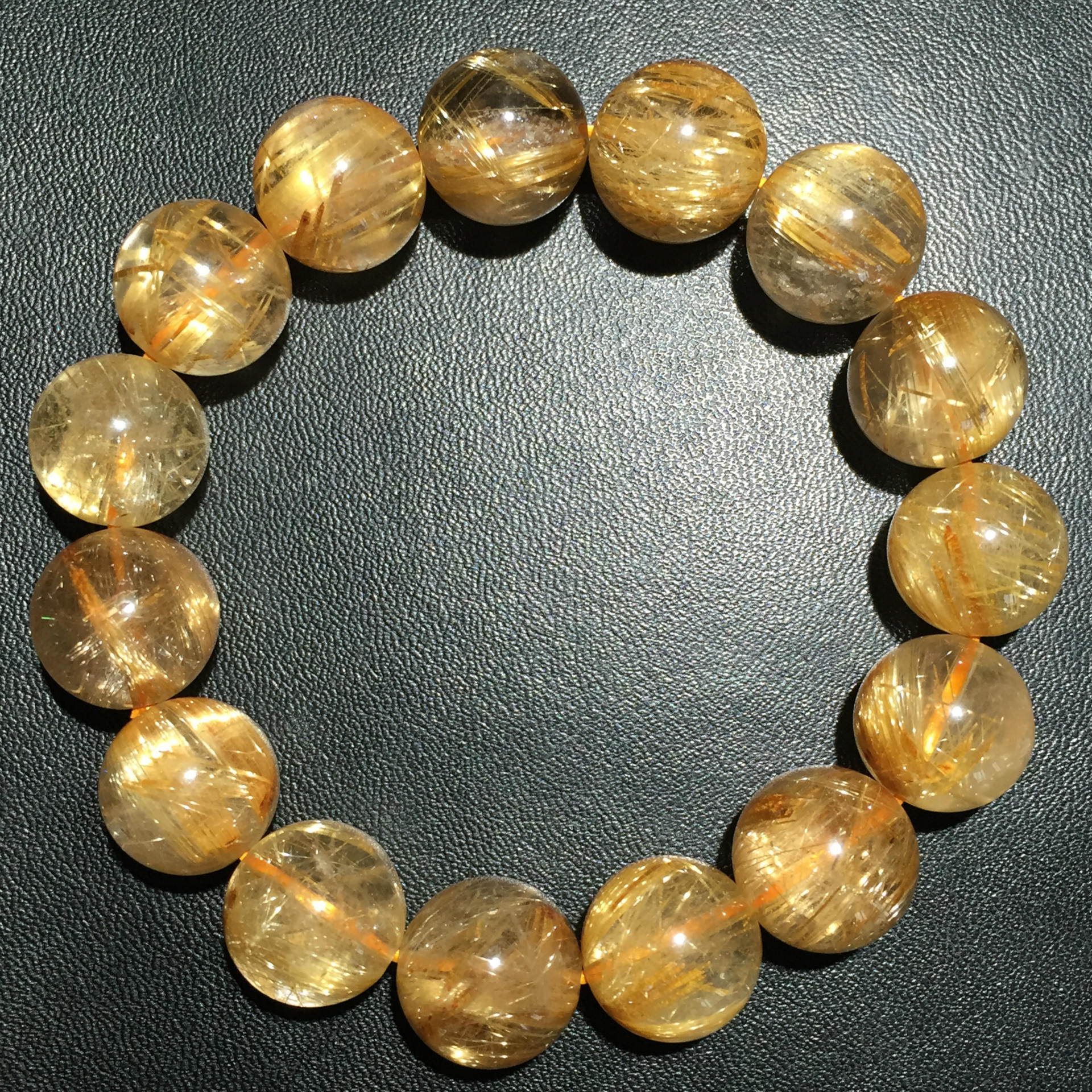 发晶手链 *** 复古 男士钛晶手串 14mm**发丝 水.