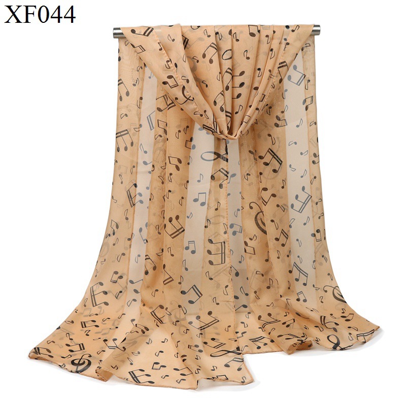 Women's European and American Silk Scarf Cross-Border New Foreign Trade Chiffon Scarf Hot Sale Music Symbol Shawl Scarf Beach Towel