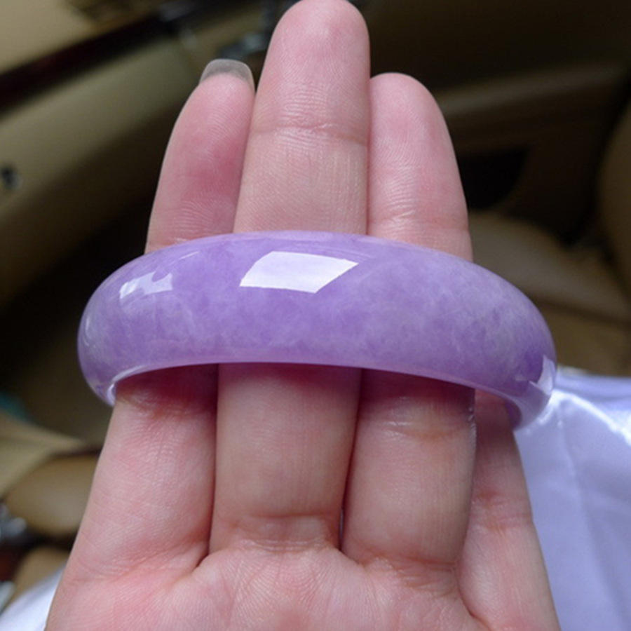 艺雅斋玉器 紫罗兰翡翠手镯缅甸天然玉石老坑b货冰糯种玉手镯子