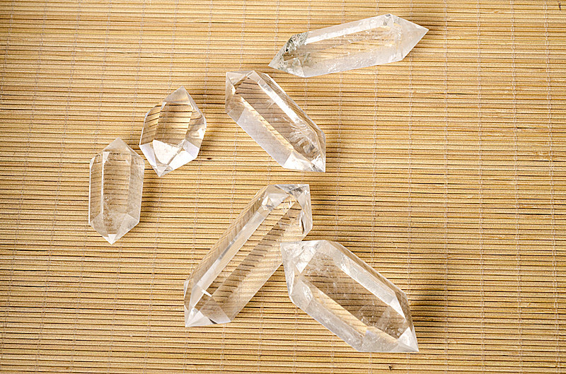 天然白水晶柱原石白水晶双尖柱摆件晶体柱