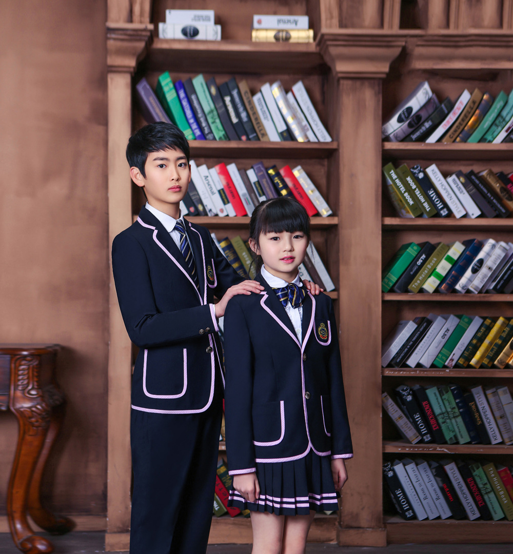 新款英伦日韩风秋冬季中小学生校服定做国际双语贵族学校校服定制