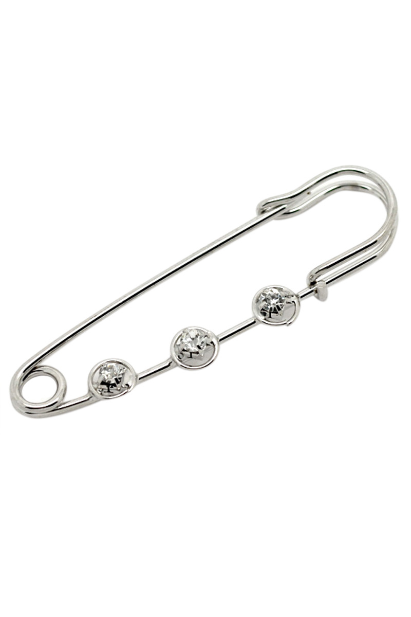 外贸精品 白k镶三颗白钻别针 简约胸针 实用别针 批发