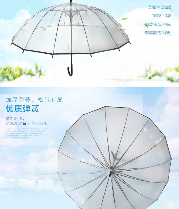 韩国16k雨伞 舞蹈表演长柄伞 直柄时尚创意广告poe伞现货供应