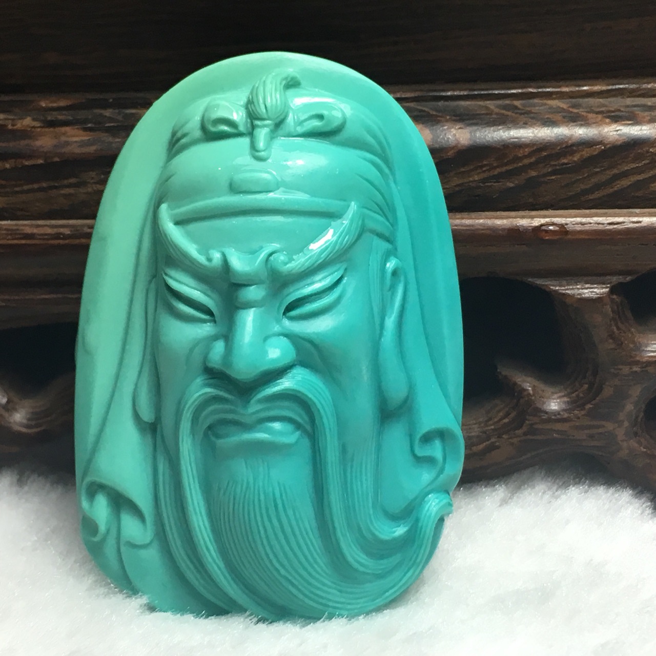 中华玉雕艺术大师,赵兵,作品,原矿绿松石,关公