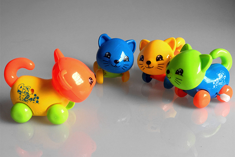 q宝动物秀玩具 上链发条小玩具宝宝新奇特玩具卡通猫咪发条玩具-跳跳