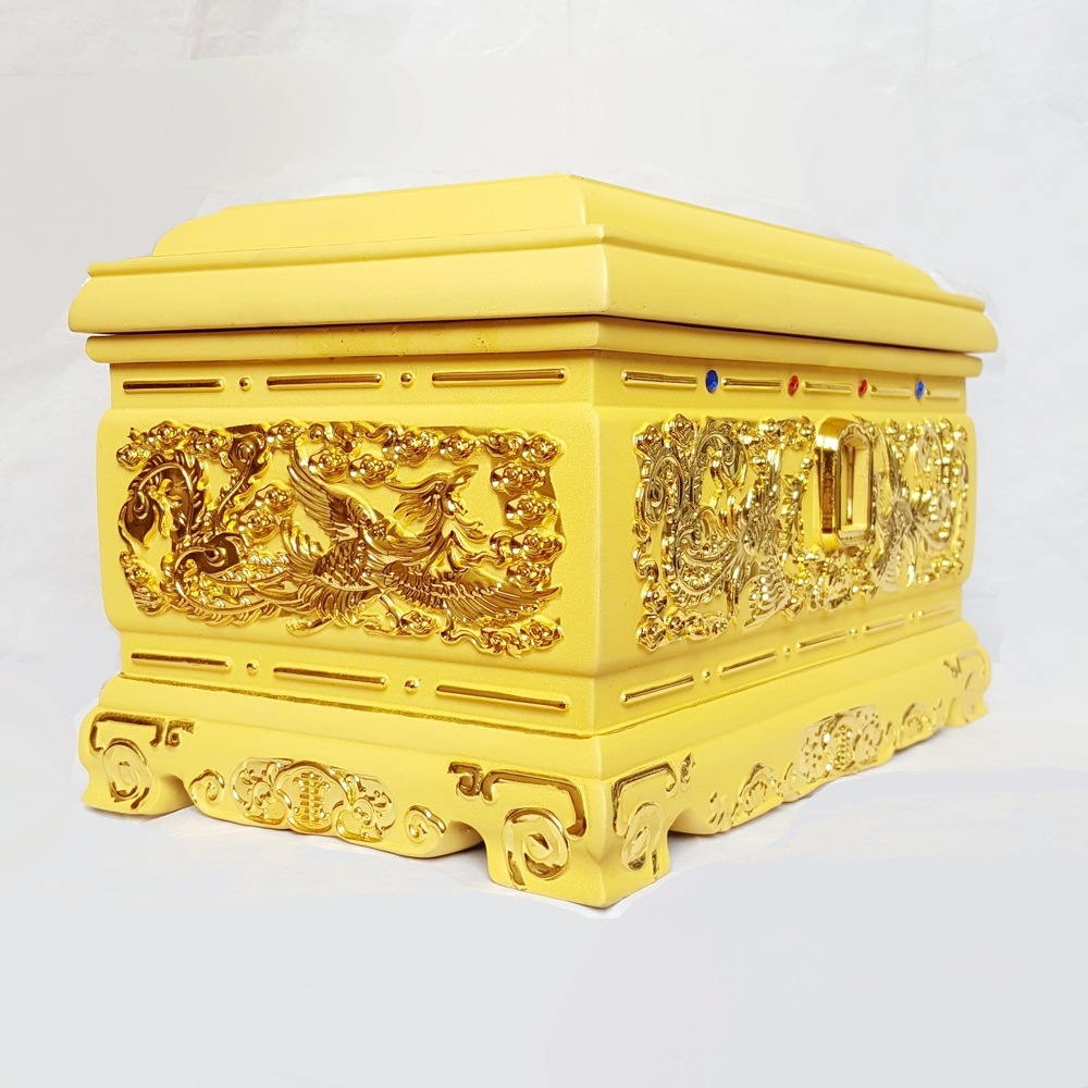 土豪专用镀金骨灰盒寿盒男用款殡葬用品骨灰罐骨灰坛棺材冥币纸钱
