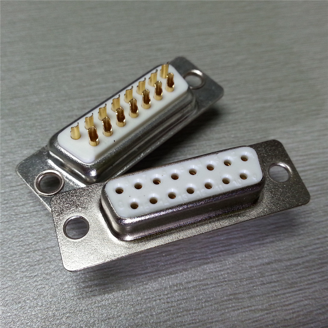 0版d-sub15p母头 vga镀金插头 传统焊线冲针db15pin母座连接器