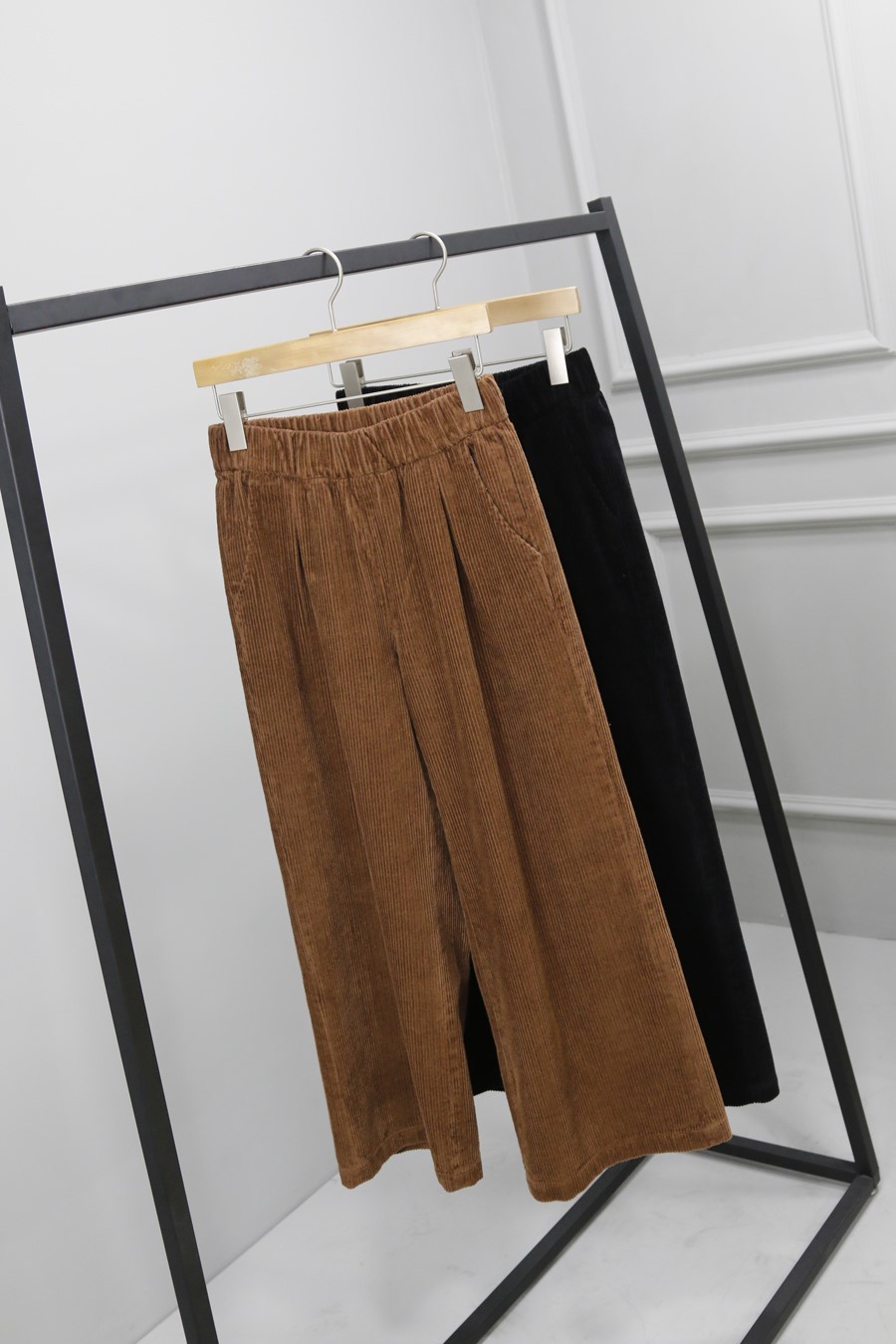 大艺604245条绒阔腿裤九分有型保暖百