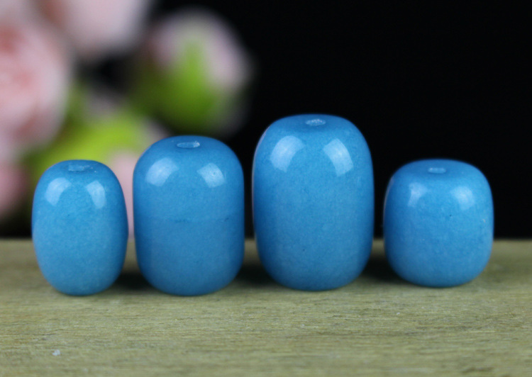 天河石顶珠 月菩提手串天然加色海宝蓝桶珠 diy佛珠配饰配件