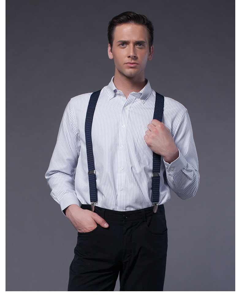 康带 配饰皮饰强力四夹男士休闲背带夹子 西裤吊带夹创意图纹