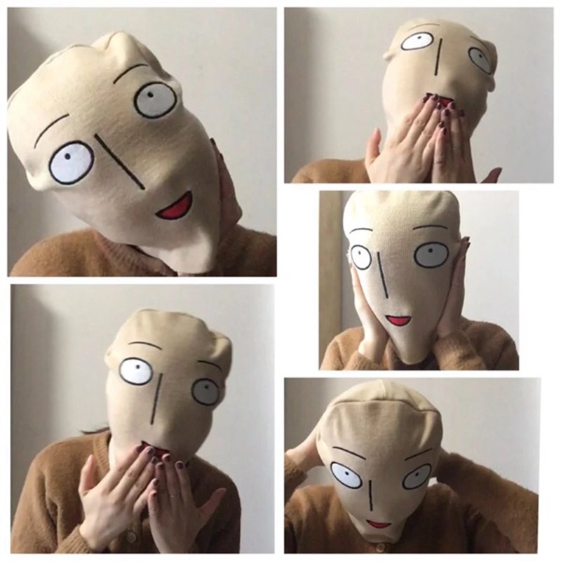 创意搞怪表情刺绣针织套头帽一拳超人日系原宿毛线帽呆萌可爱帽子