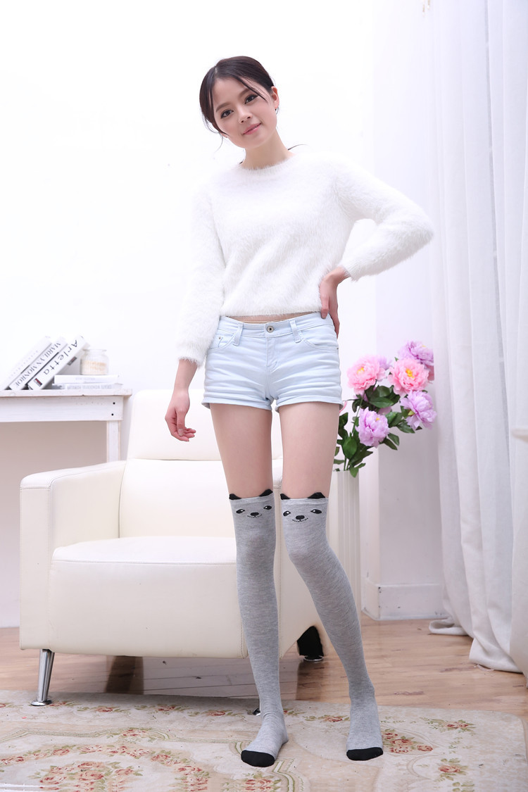 长筒袜子女 韩国可爱日系长筒过膝卡通袜 加厚及膝袜高筒春夏潮版