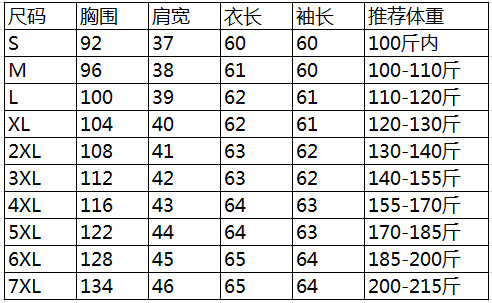 优衣库短款连帽尺码表