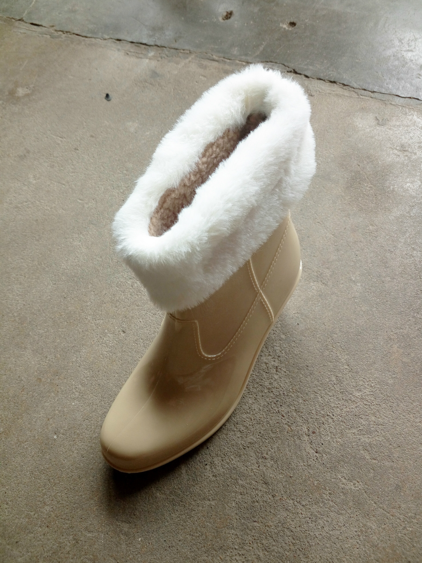 女士雨鞋棉套短兔毛长兔毛