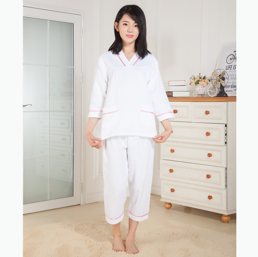 长款汗蒸服纯棉全棉桑拿服男女情侣套装酒店按摩浴服养生高档睡衣