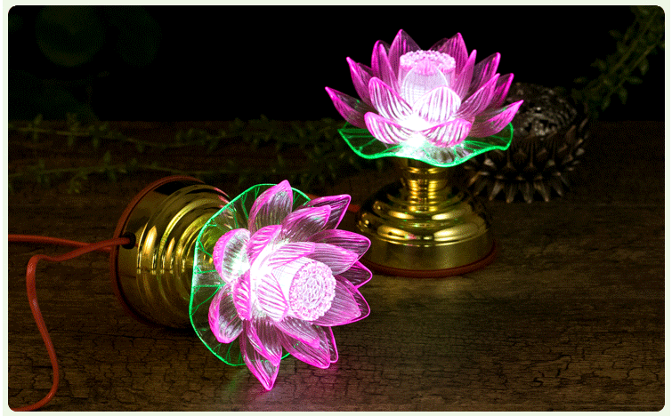 莲花灯供灯长明灯led七彩莲花灯供佛灯莲花宝灯佛前灯结缘批发