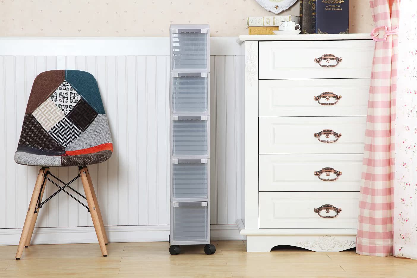 品彩mt6306新品六层夹缝柜 塑料透明多用收纳柜 整理多层夹缝柜