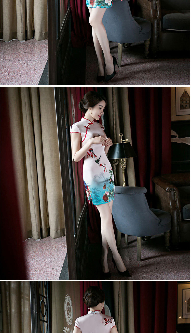 ml1622新款时尚修身丝绸短款旗袍